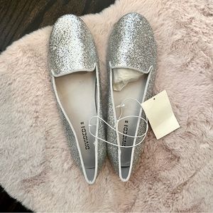 Silver glitter flats